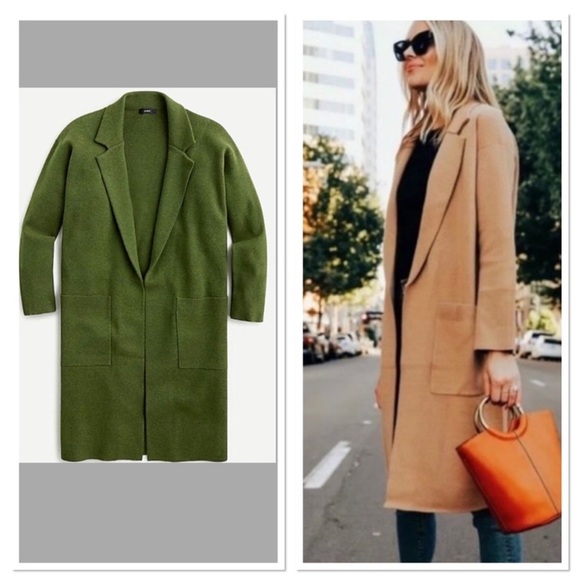 J. Crew Sweaters - J. Crew Ella Long Open-Front Green Cardigan Sweater Blazer Women's Medium